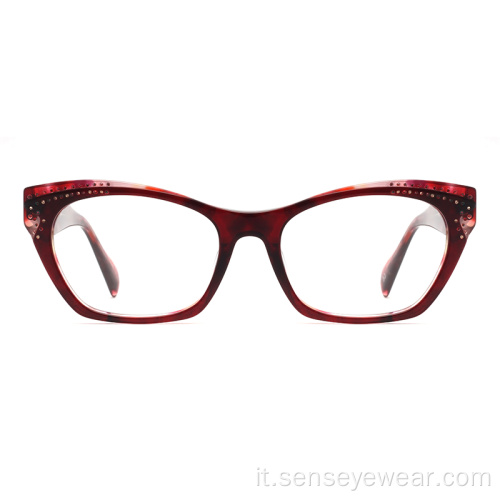 Occhiali da cornice ottica acetato con strass con strass da donna